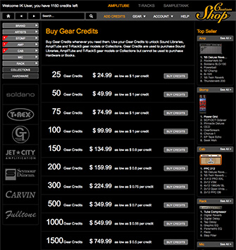 AmpliTube CS credit list