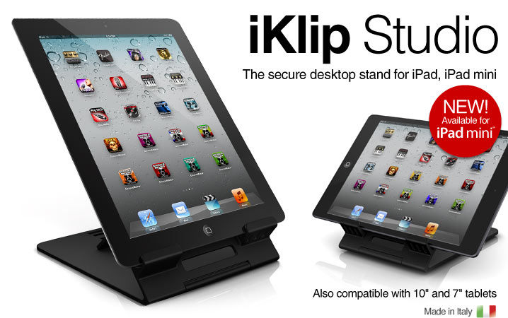 iKlip Studio - the secure desktop stand for iPad, iPad mini and 11 and 7 inches tablets