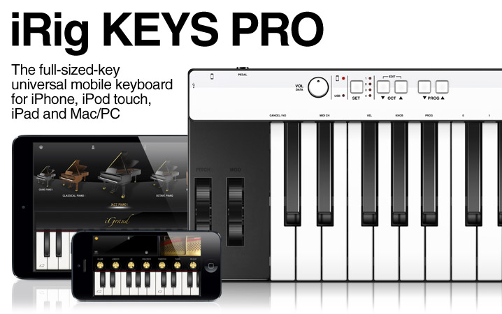 iRig KEYS PRO - The full size keys, universal mobile keyboard for iPhone, iPod touch, iPad and Mac/PC