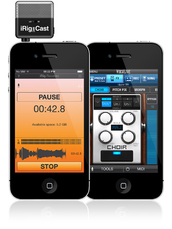 iRig Mic Cast with iPhone, iRig Recorder and VocaLive