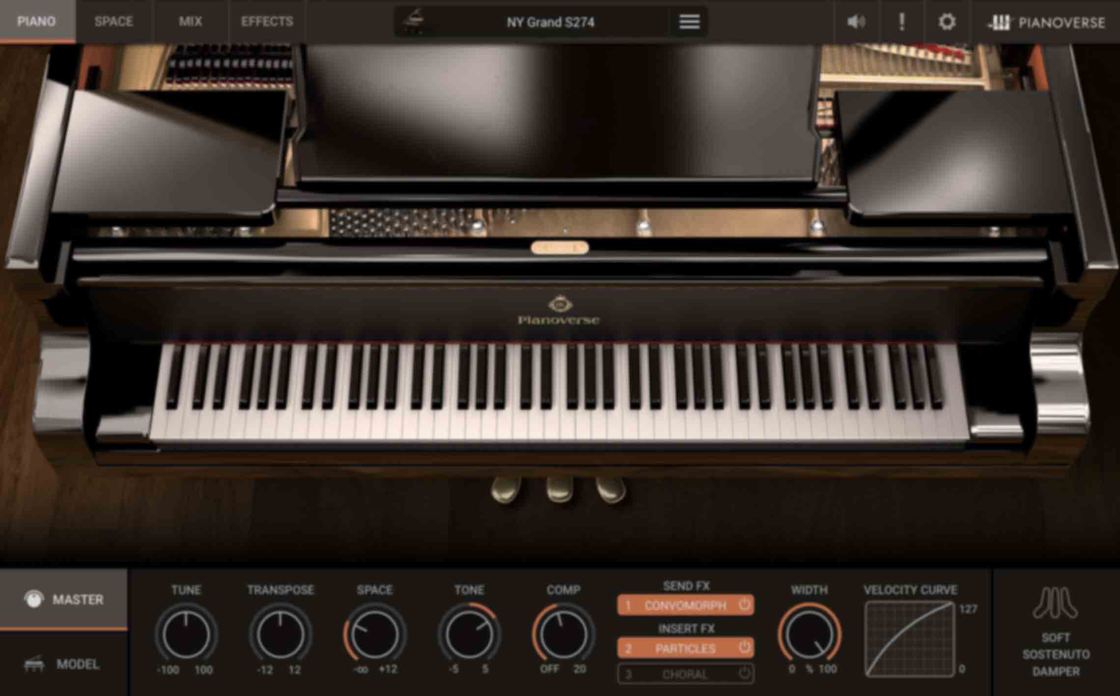 PIANO/MASTER - Fornece configurações do desempenho geral do piano