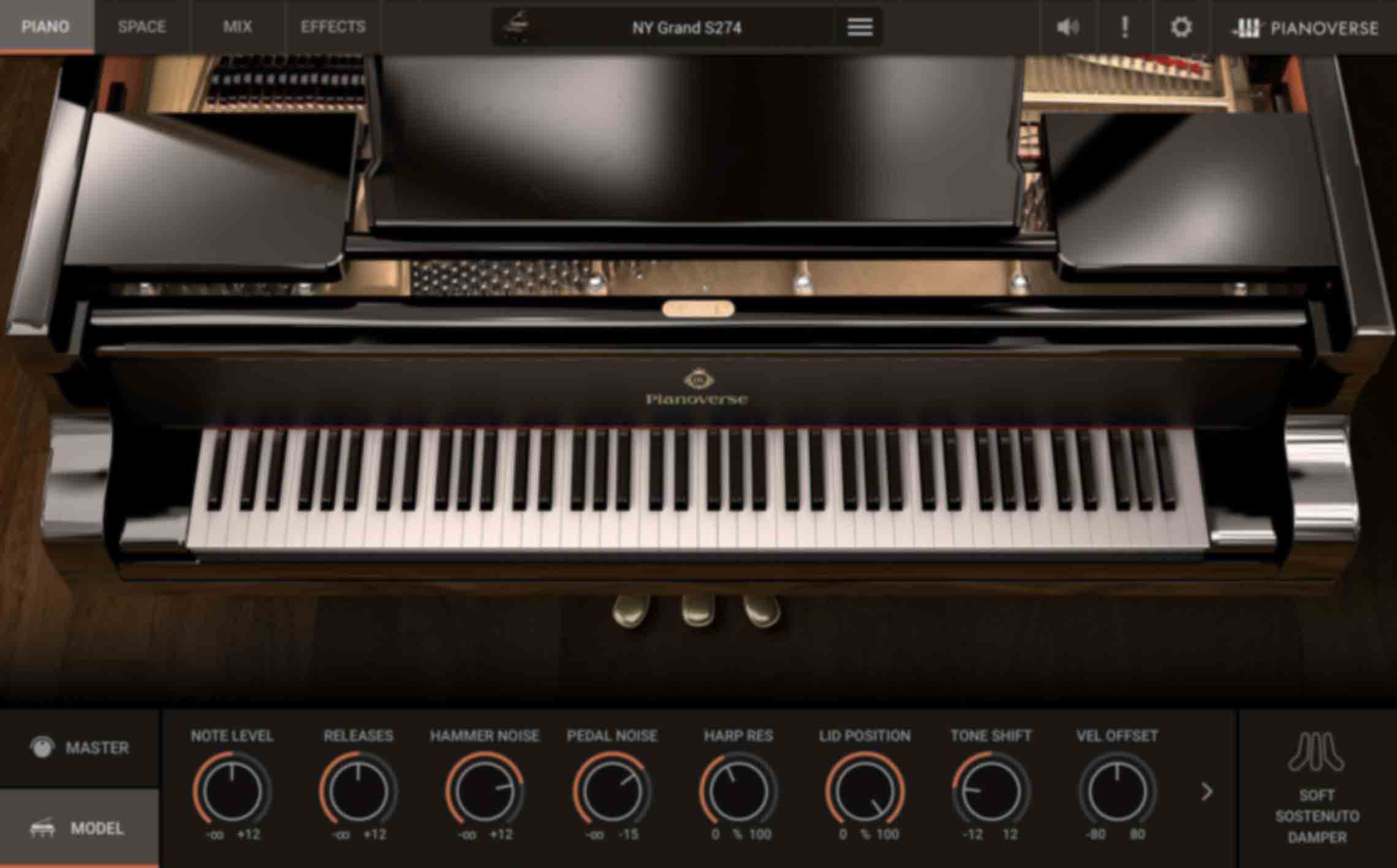 PIANO/MODEL - Oferece controles avançados dos atributos físicos de cada piano