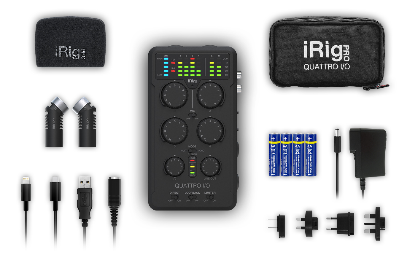 iRig Pro Quattro I/O with accessories