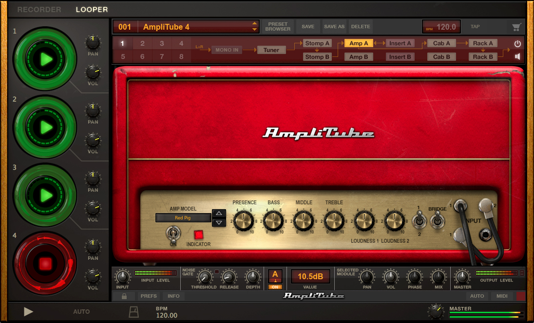 AmpliTube 4 amp simulation and guitar gear modeling software