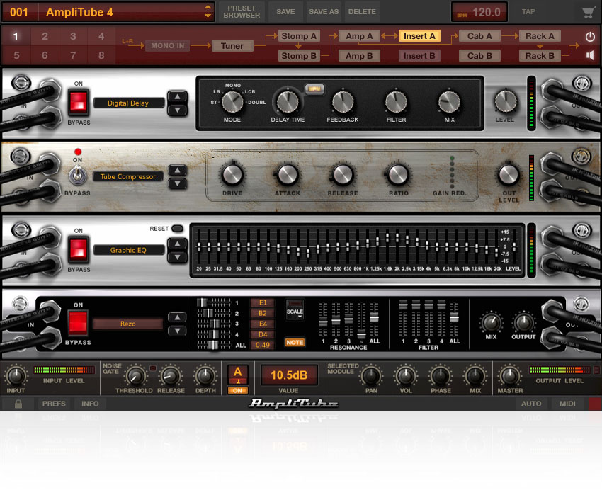 AmpliTube 4 amp simulation and guitar gear modeling software