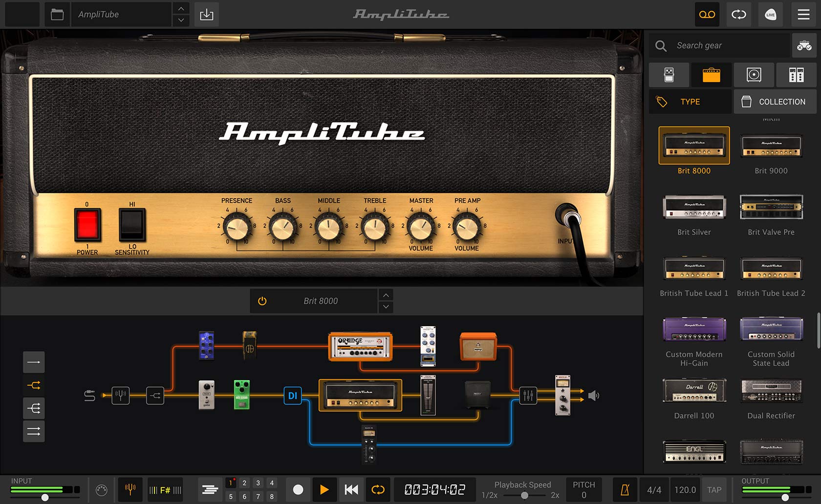 AmpliTube 5 amp simulation and guitar gear modeling software
