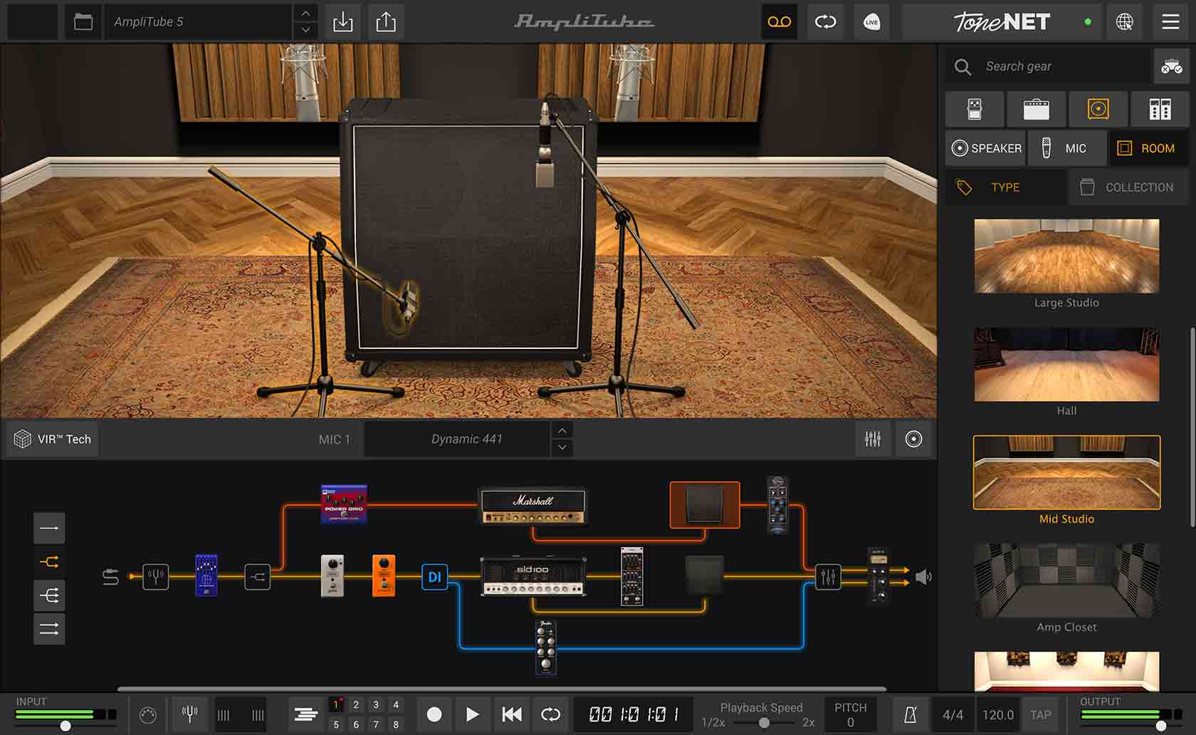 AmpliTube 5 amp simulation and guitar gear modeling software