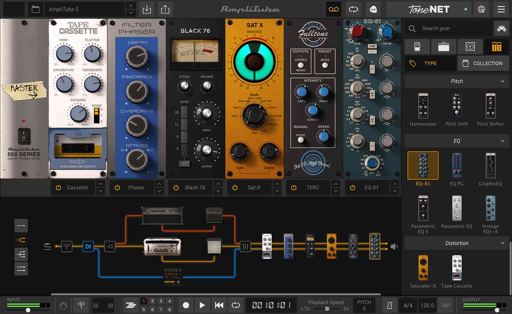 AmpliTube 5 amp simulation and guitar gear modeling software