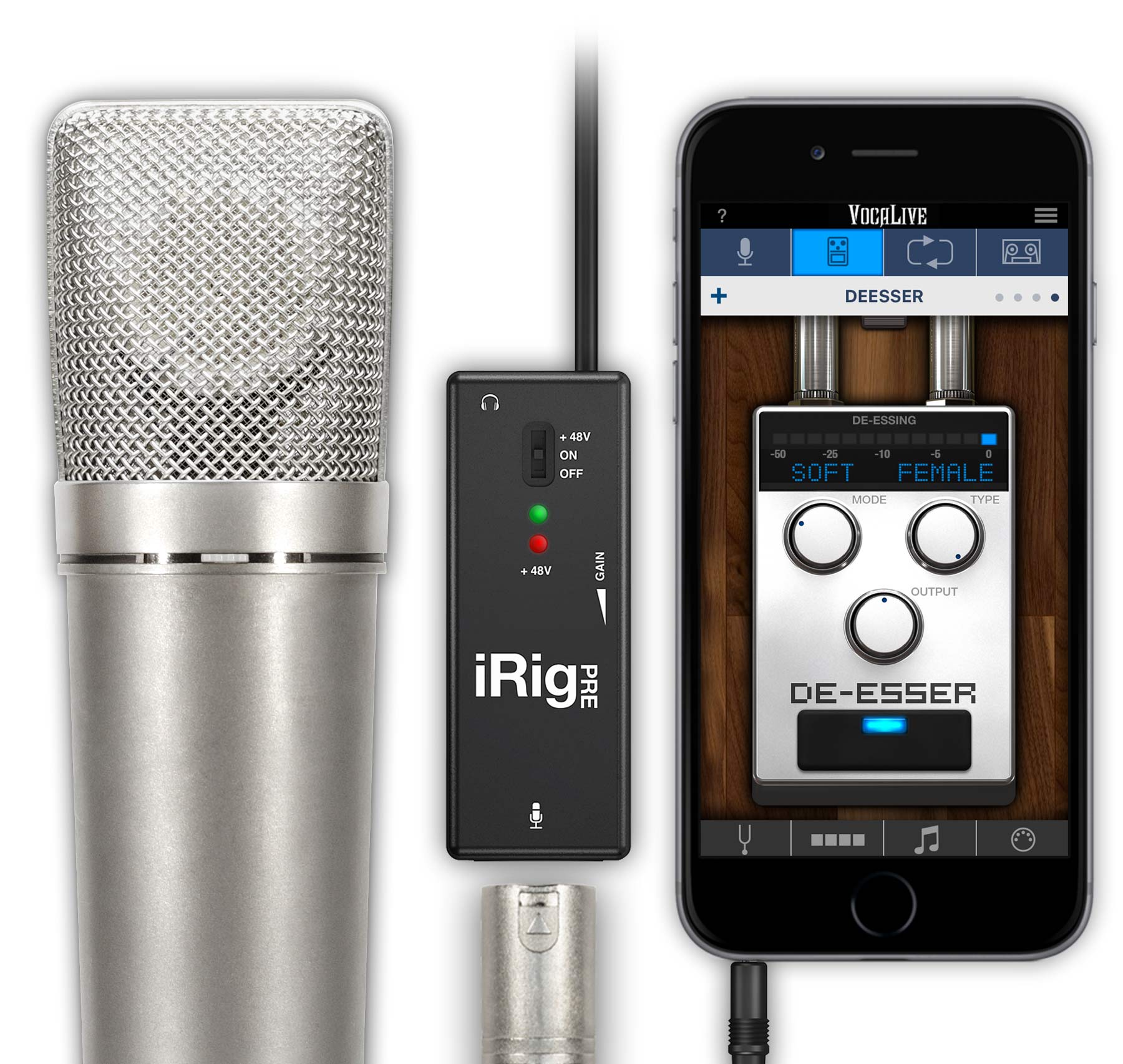 iRig Pre, VocaLive, XLR Mic