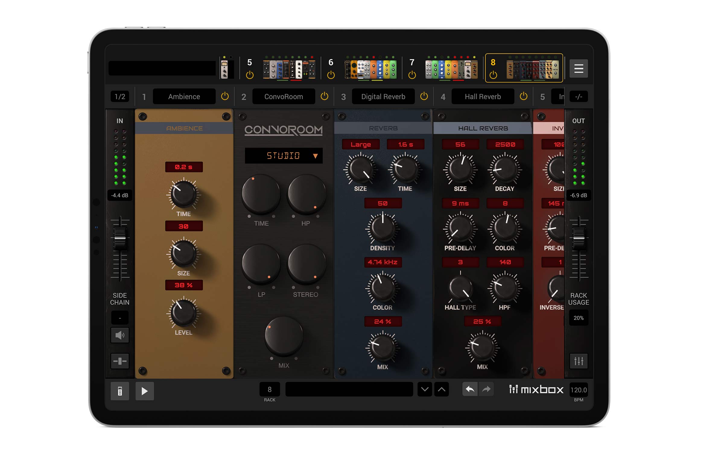 MixBox audio effects rack for iPad. All the FX you need in one rack.