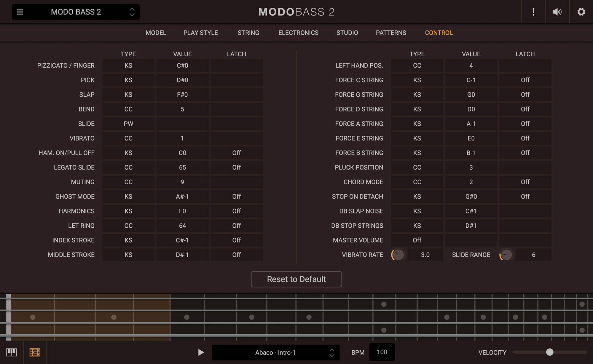 MODO BASS 2 - MIDI CONTROL