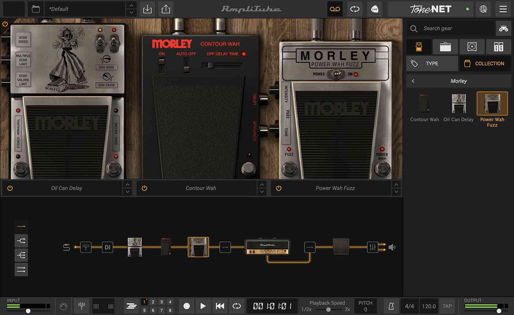 AmpliTube GUI Morley Stomps