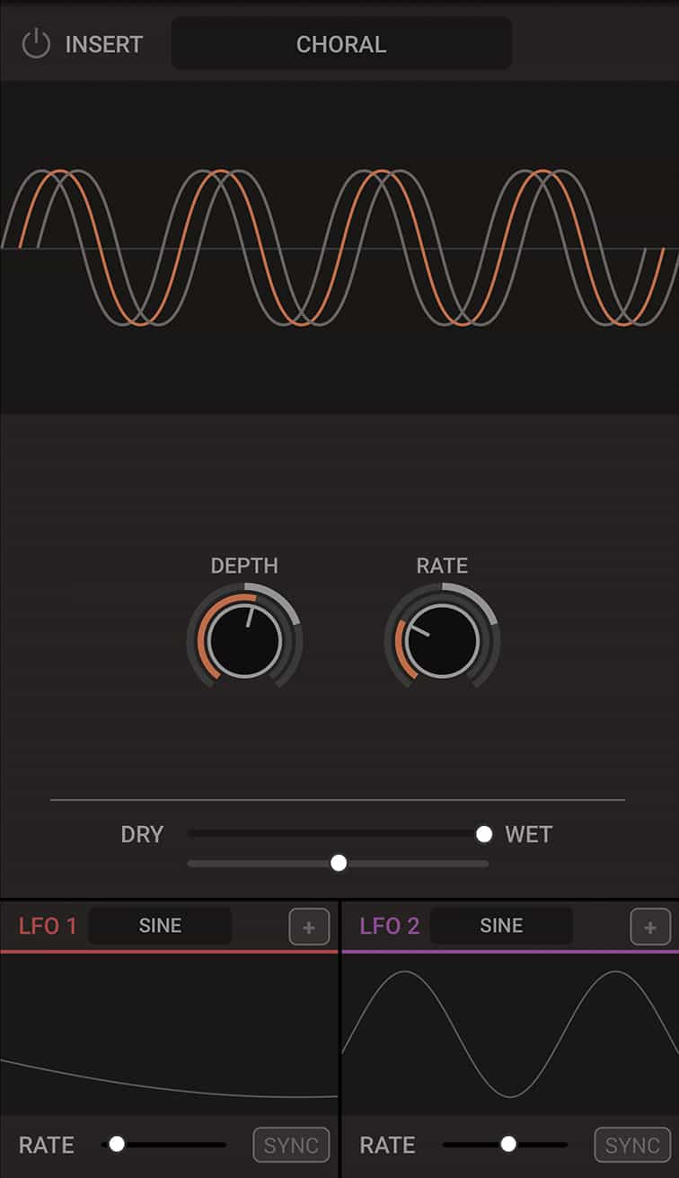 Choral - A classic chorus effect based on a modulated delay line to simulate the sound of an ensemble.