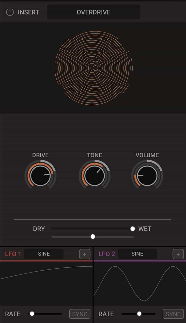 Overdrive - This clips the waveform in the style of a typical guitar stompbox or amp to give the tone a more aggressive quality.
