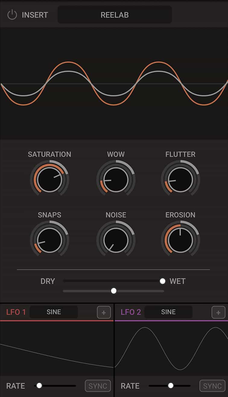 Reelab - IK’s analog tape effect with separate control over wow and flutter, saturation and aging.