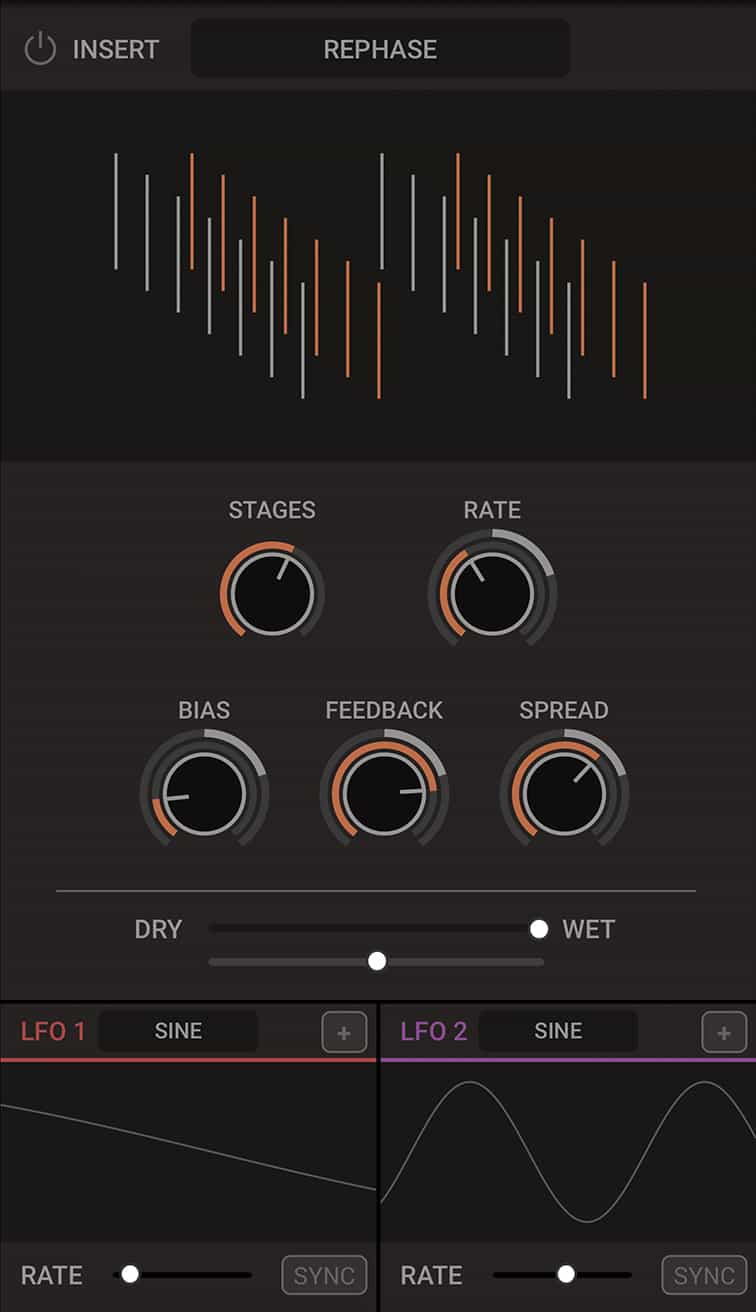 Rephase - An analog-style phase shifter with selectable stages and variable feedback.