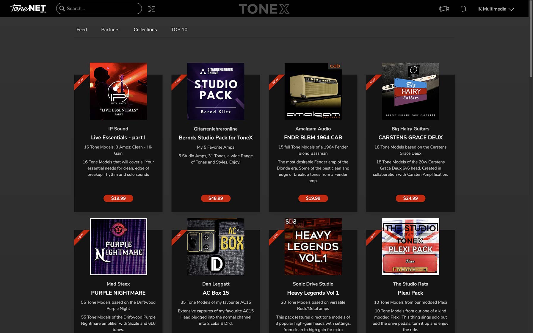 Tone Partner Collections page