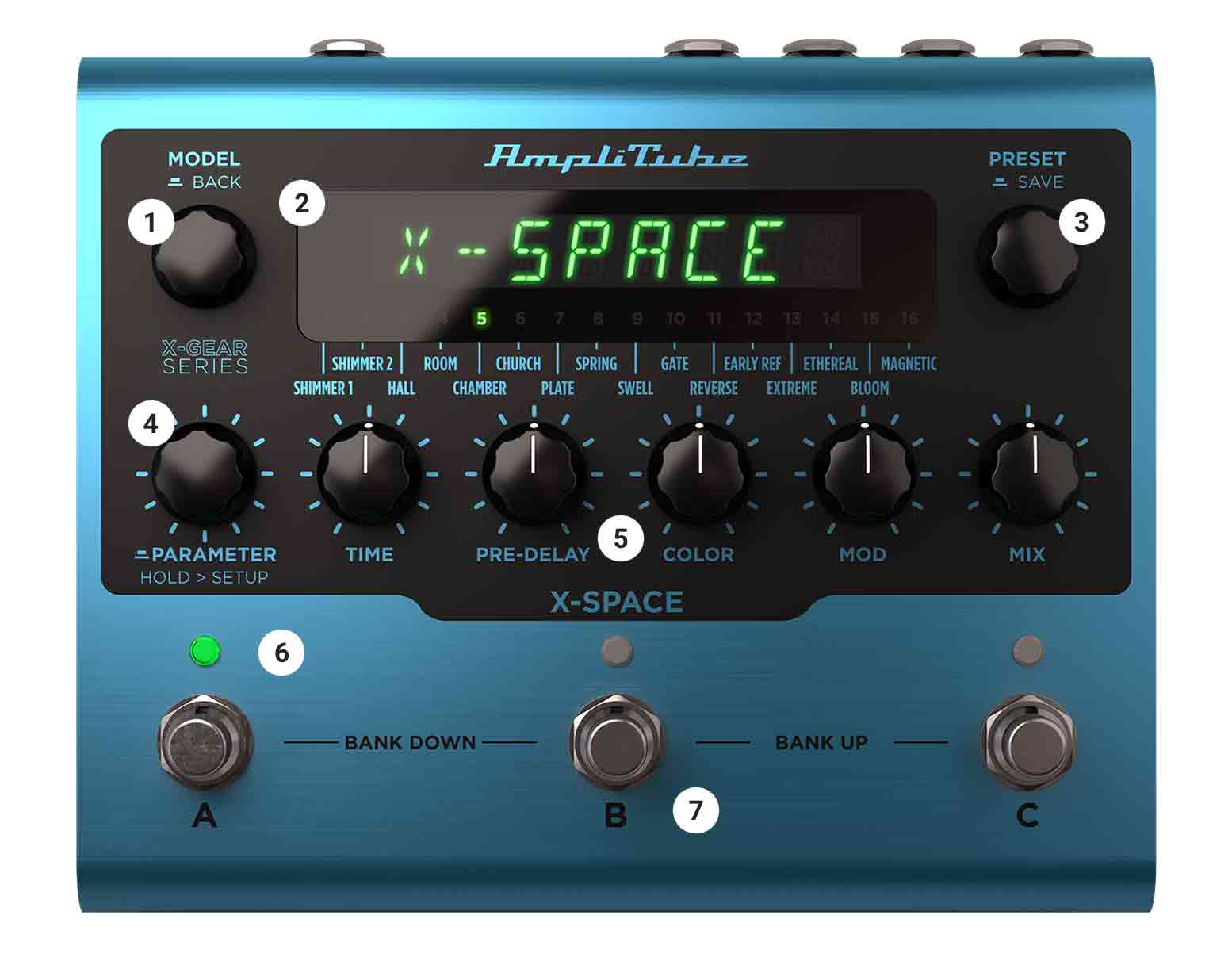 AmpliTube X-GEAR X-SPACE reverb pedal